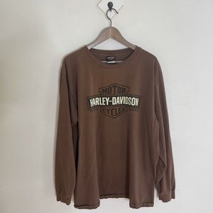 Vintage Harley Davidson long sleeve Crewneck shirt brown logo